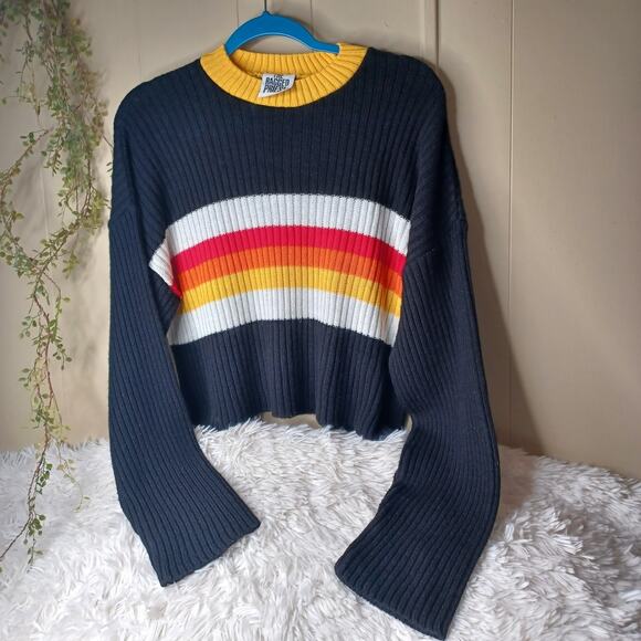 The Ragged Priest Black Gothic Stripe Oversize Knit Pullover Casual Sweater S - Picture 7 of 7